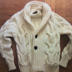 Men's Cream Cable Knit Cardigan